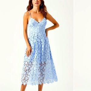 Light Blue (Periwinkle) Lace A Line Midi Dress - ASTR The Label - Small